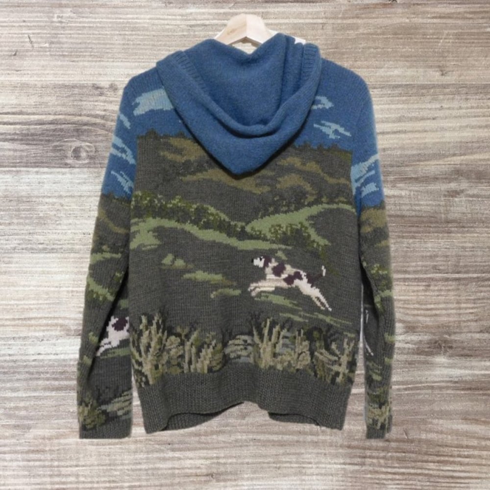 Vintage Ralph Lauren Hand Knit Cardigan Sweater - Hunting Dogs - Picture 2 of 2